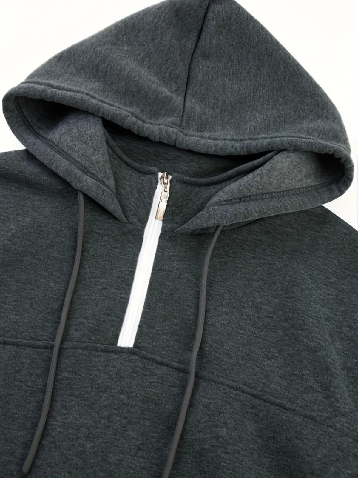 Men Black Half Zip Long Sleeve Pullover Front Pocket Fake 2 Pieces Casual Autumn Winter Loose Sweatshirt Streetwear Tops Hoodies