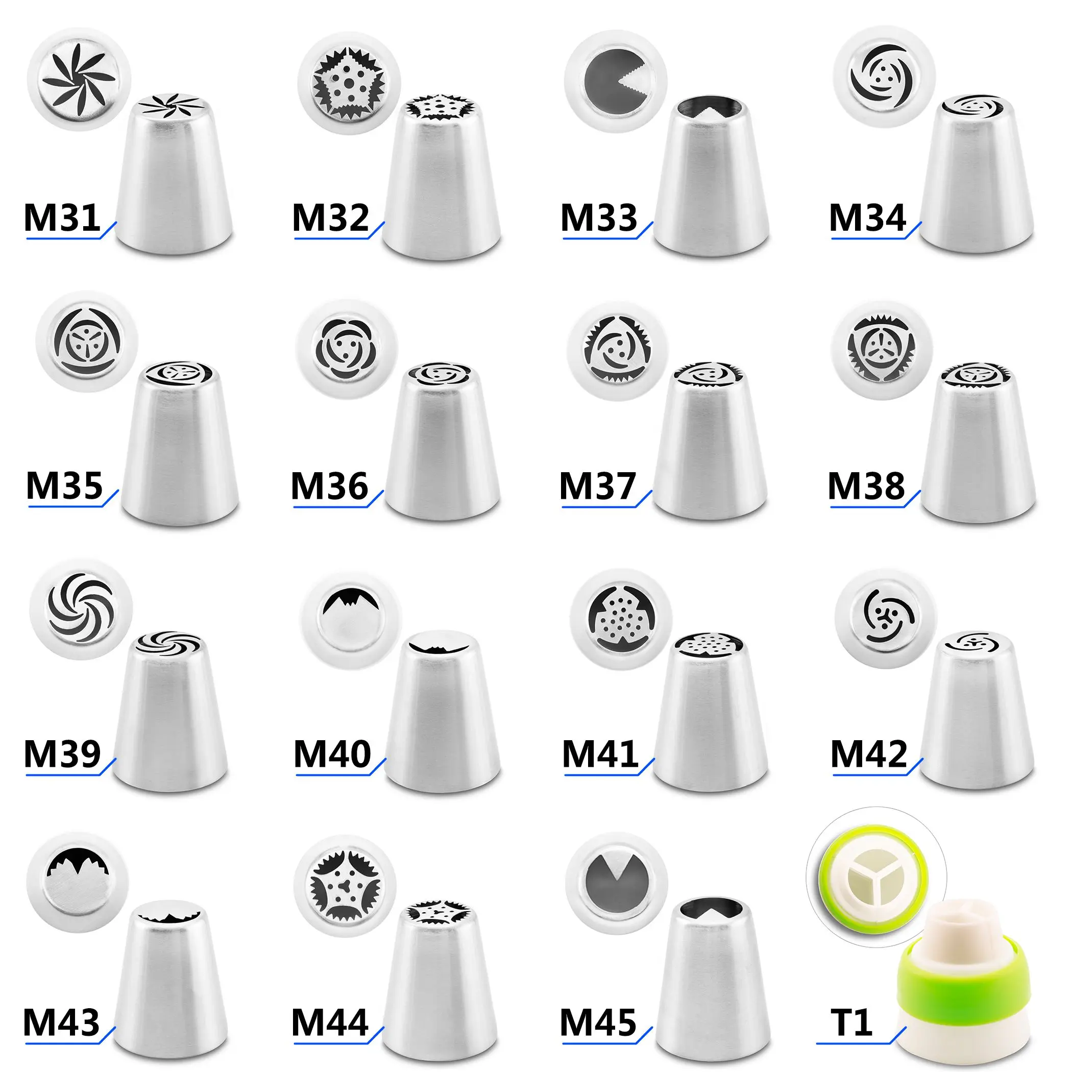 Russian Stainless Steel Pastry Icing Piping Nozzles for Decorating Baking [Style.31-45, 1PC]