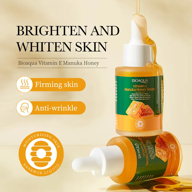 Vitamin E Whitening Face Serum Brighten Fade Dark Spot Melanin Manuka Honey Essence Anti-aging Repair Moisturizing SkinCare 30ml