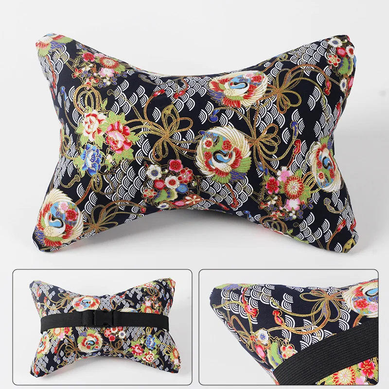 JDM Racing Car Headrest Lumbar Support Pillow Soft Hefeng Fabric Bone Cushion Anti Fatigue Auto Seat Backrest Interior Accessory