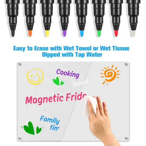 Bilashmart 8Pcs/set Magnetic Liquid Chalk Window Mirror Whiteboard Markers Children's Drawing Non-dust Pen Acrylic Calendar Markers