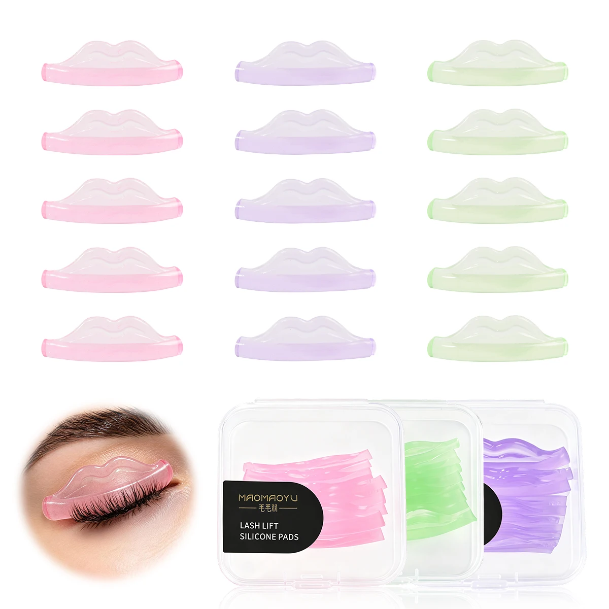 10Pcs Women Lash Lift Flat Shields, Self-Sticky Silicone Lash Lift Pads Soft, for Eyelash Perm Lamination, C Curl, Lightweight