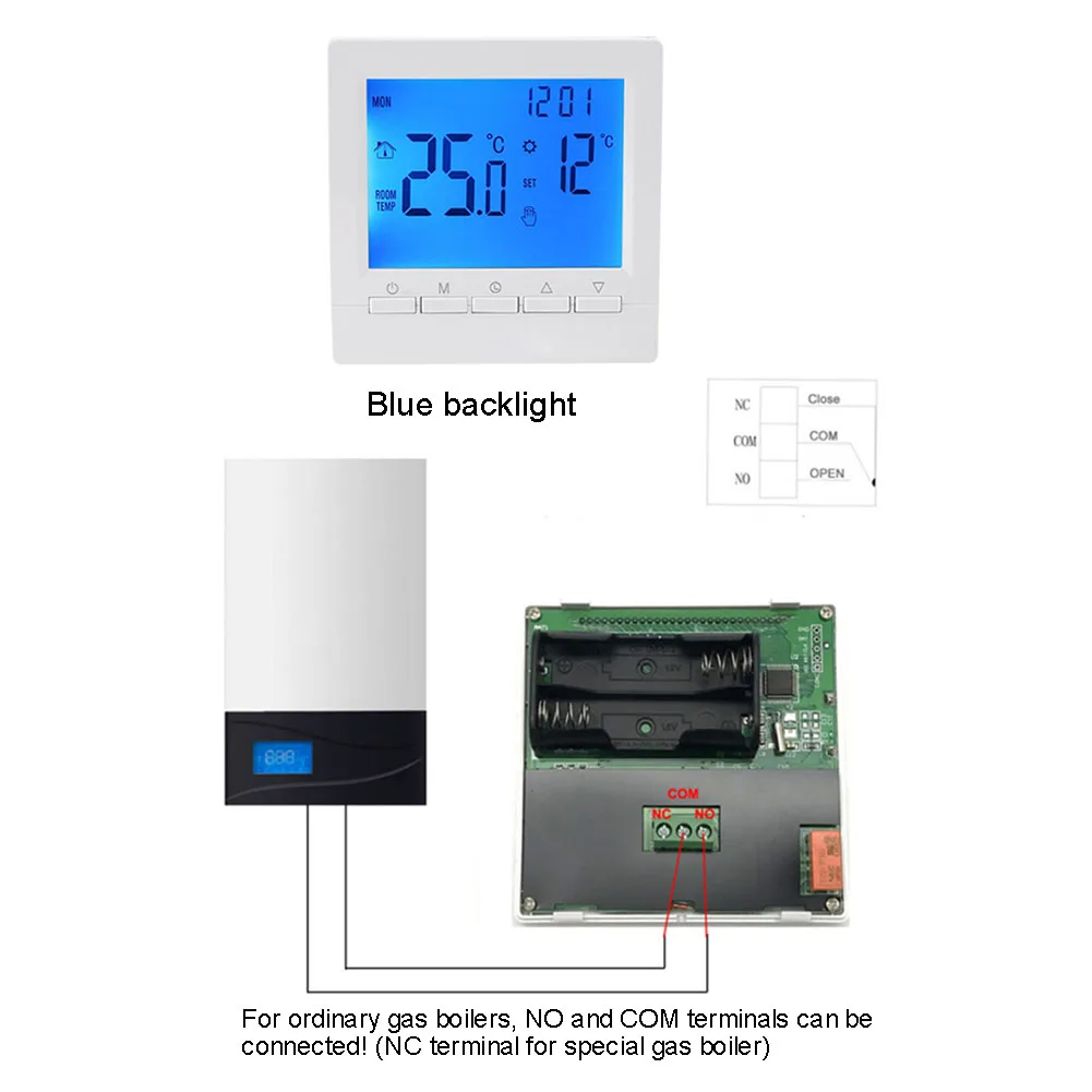 Programmable Digital Room Temperature Controller LCD Thermostat for Gas Boiler Easy Installation Antifreeze Function