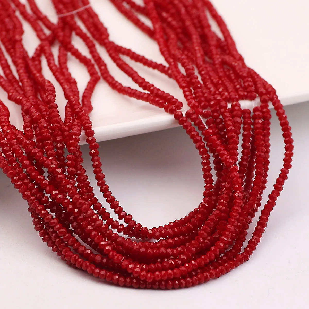Rote facettierte Kristallglas flache runde Spacer lose Perlen 150 ~ 600 Stück 2,5 mm für Schmuckherstellung DIY Armbänder Halsketten Zubehör