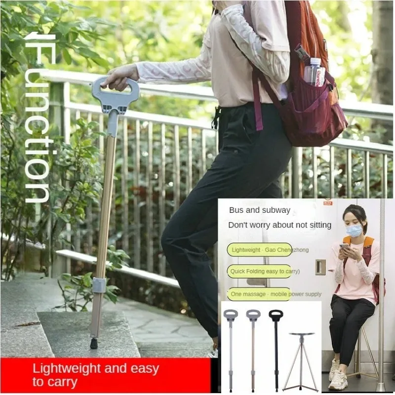 

Elderly crutches non slip lightweight handrail canes with stools eight poles crutches hiking sticks