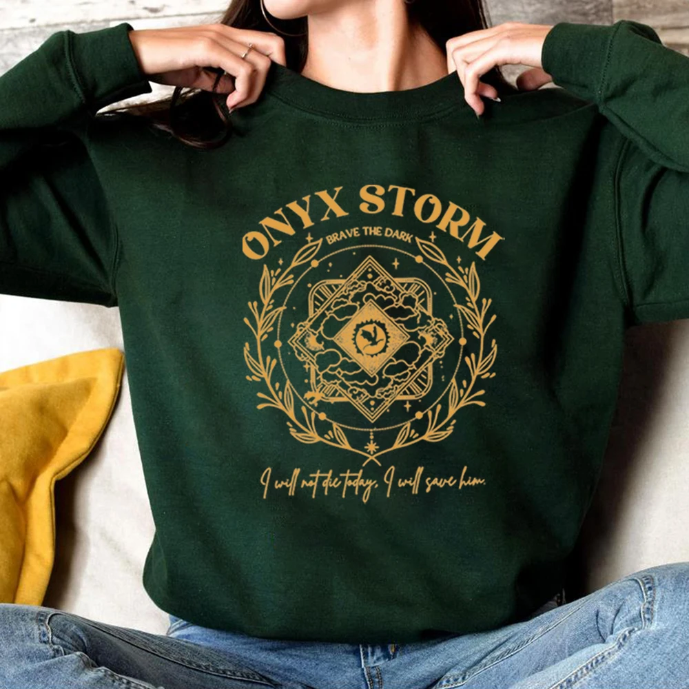 

Толстовка Onyx Storm Yarros Fourth Wing, серия Empyrean, рубашка с железным пламенем Ridoc Romantasy Fan Merch, толстовки Dragon Rider