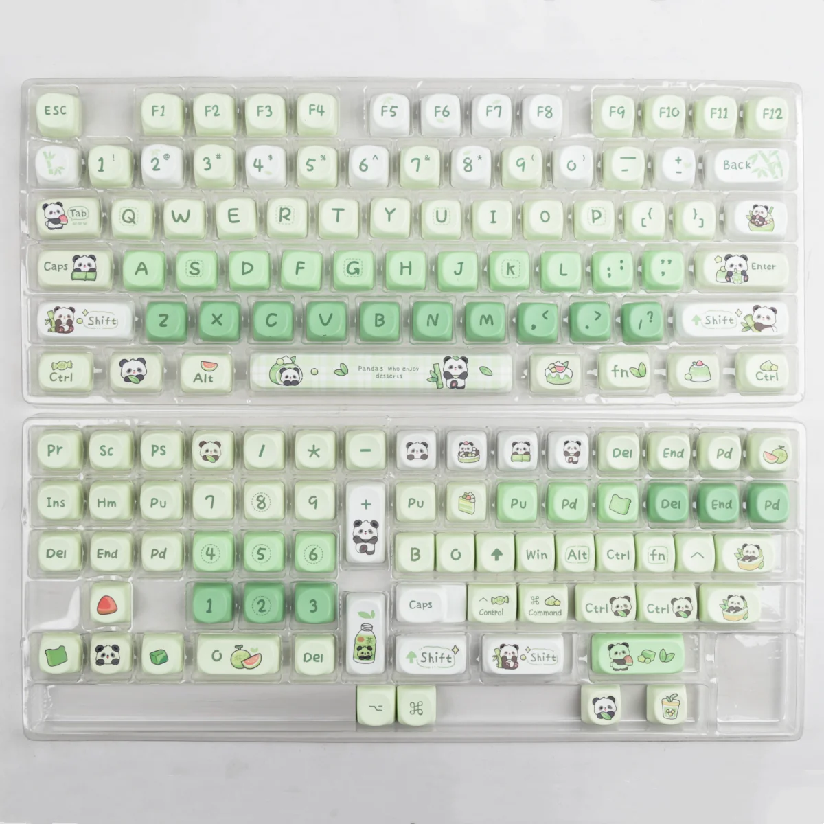 142 Keys SOA Profile Keycaps PBT Dye Sublimation Cute Panda Green Theme Key Cap For Gaming Mechanical Keyboard MX Switches
