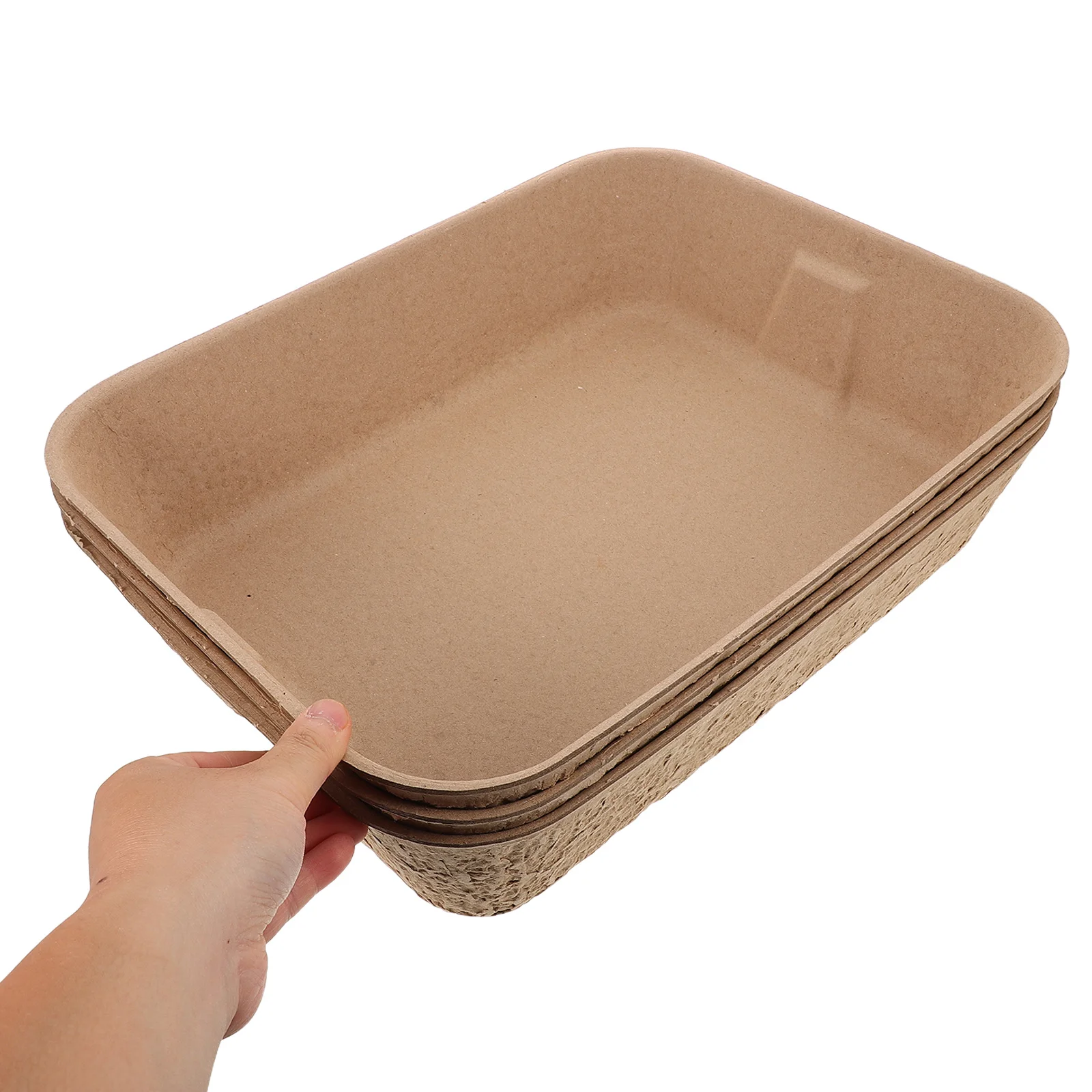 

3Pcs Eco-Friendly Paper Cat Litter Box Large Paper Pulp Litter Tray Splash Proof Portable Pet Toilet Travel Kitten Hamster