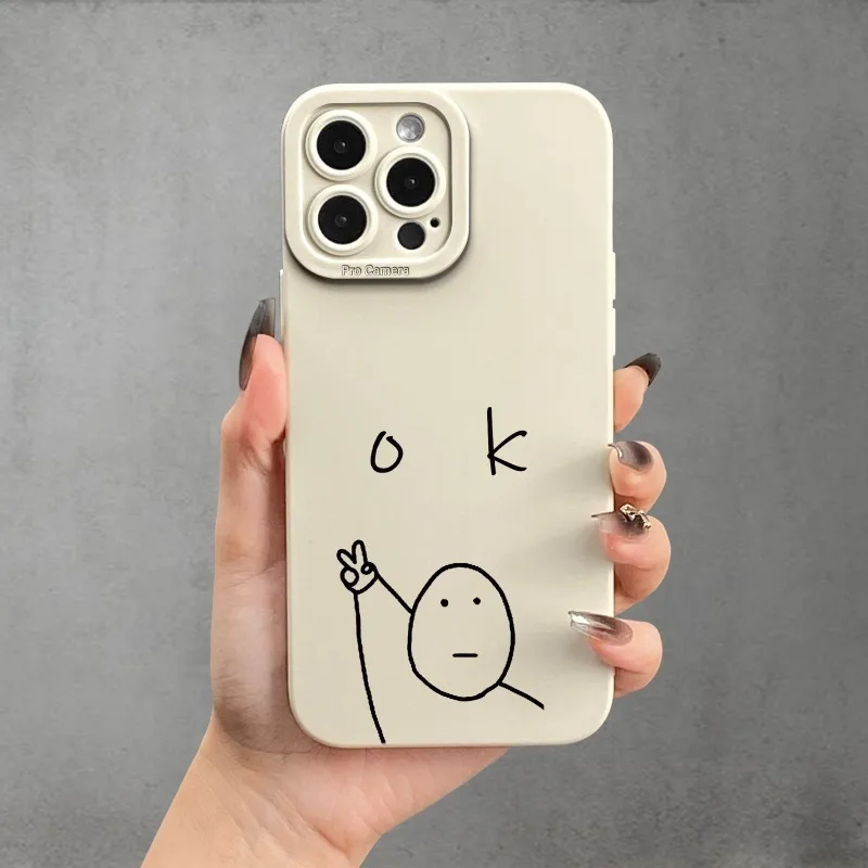 حافظة هاتف بسيطة من Line Art OK مناسبة لهاتف iPhone 17 16 15 14 13 12 11Pro/ Max/Plus غطاء خلفي مضاد للسقوط والصدمات #5