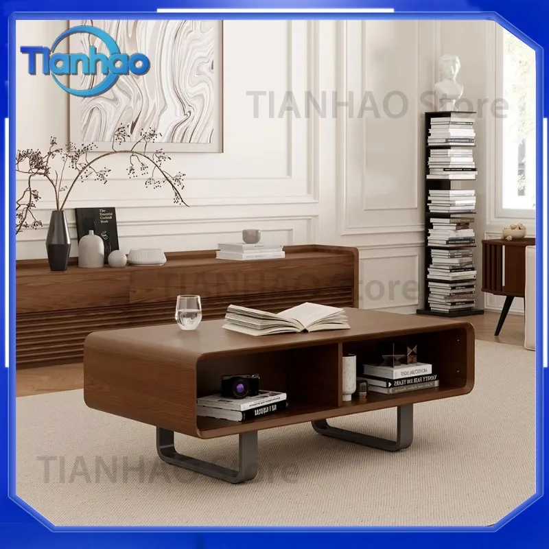 Mid-Century Modern Rectangular Coffee Table for AJUNION Walnut Color Engineered Wood Living Room Center Table Coffee Tea