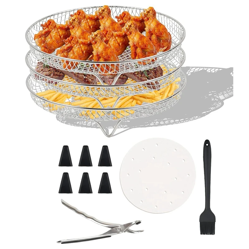 

Heightened Round Air Fryer Rack Stainless Steel Stackable Layered Dehydrator Racks Air Fryer Accessories