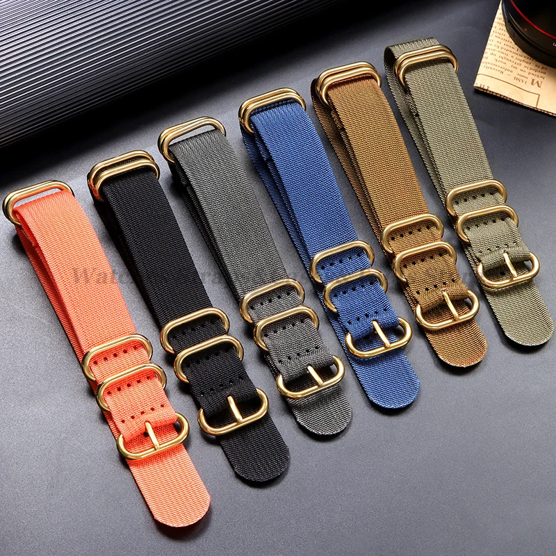 Watch Strap Nylon Silver Black Gold Ring Buckle 18mm 20mm 22mm 24mm Man Women for Seiko Ribbed Braid Replace Watch Accessories image 5