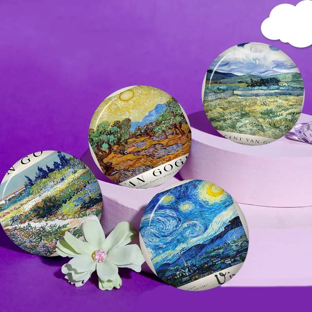 Almond blossoms van gogh Creative Tinplate Soft Button Pins Animal Icon Brooch Lapel Backpack Badge Accessories Pin
