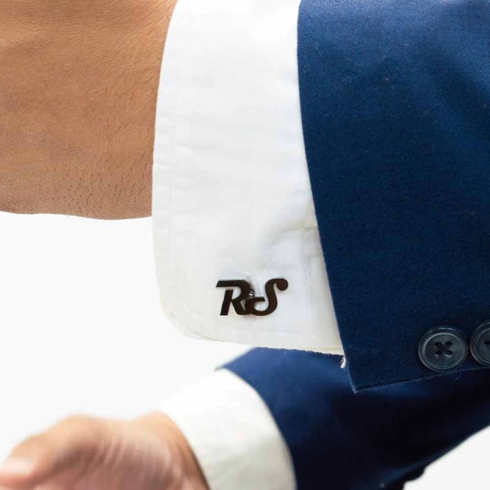 Elegant Intertwined Couple Initial Cufflinks Stainless Steel Gold Black Silver Custom Cursive Letter Groom Formal Cuff Links