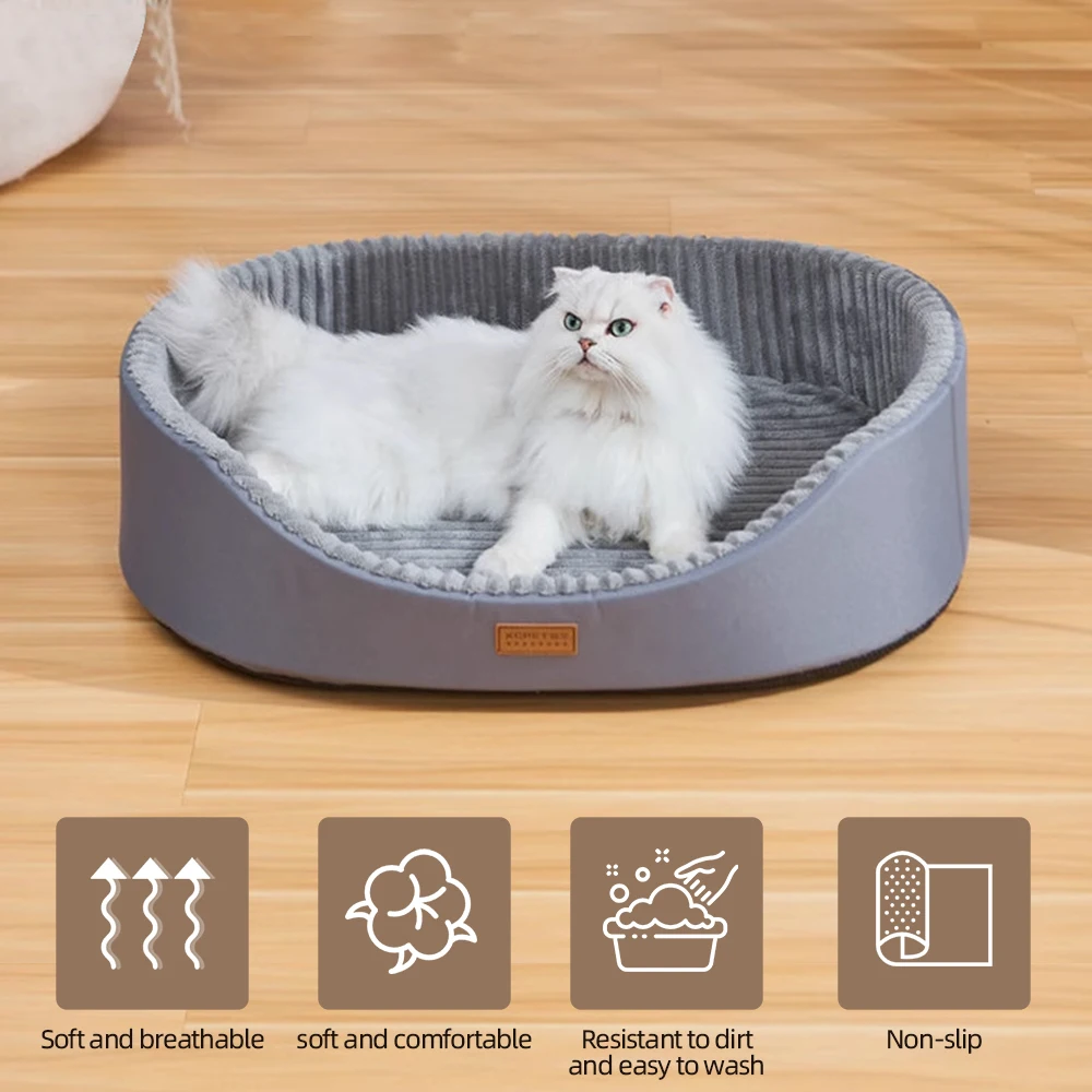 Cat Bed Double Sided Dog House High Fence Anti Slip Bottom Pet Cushion for Dogs Product Puppy Cat Sleeping Bed Cama Para Perros