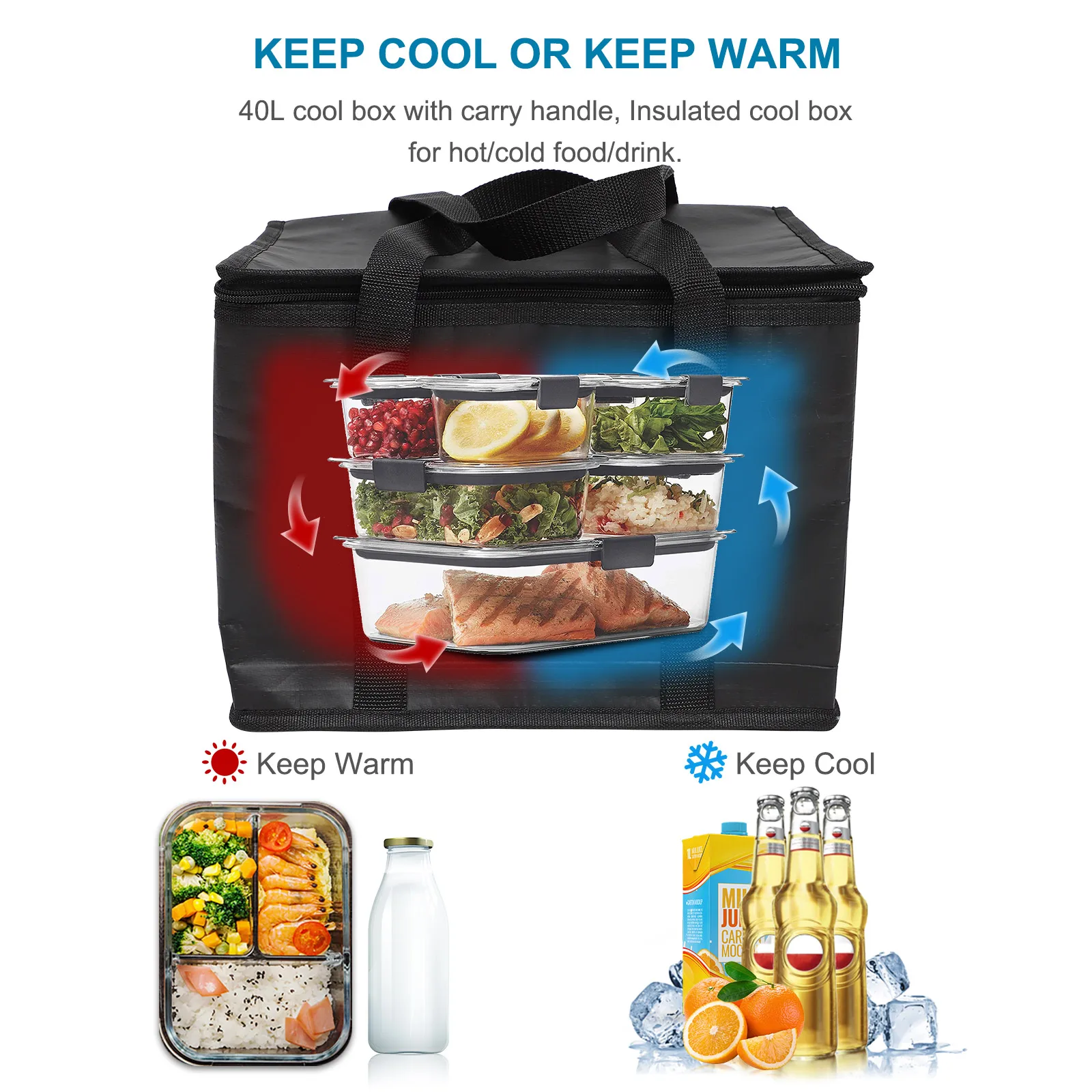 

Reusable Insulated Grocery Delivery Bag Foldable Thick Food Carrier Tote Large Cooler Bag Lunch Food Transport