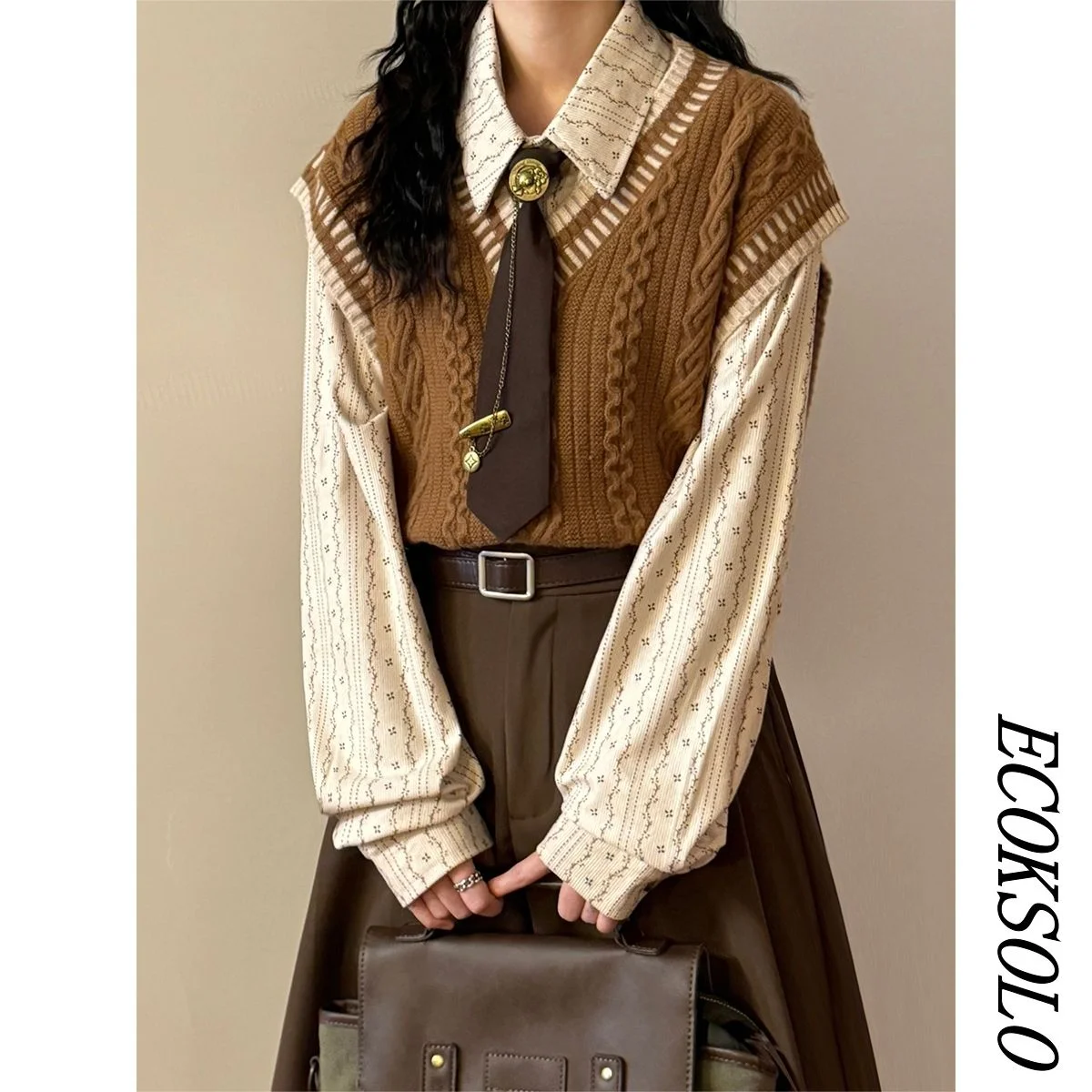 

Loose Knitted Twist Sweater V-Ne Vest Casual Layering Korean Sle Men Women Autumn Winter College Sle Warm Thermal Top