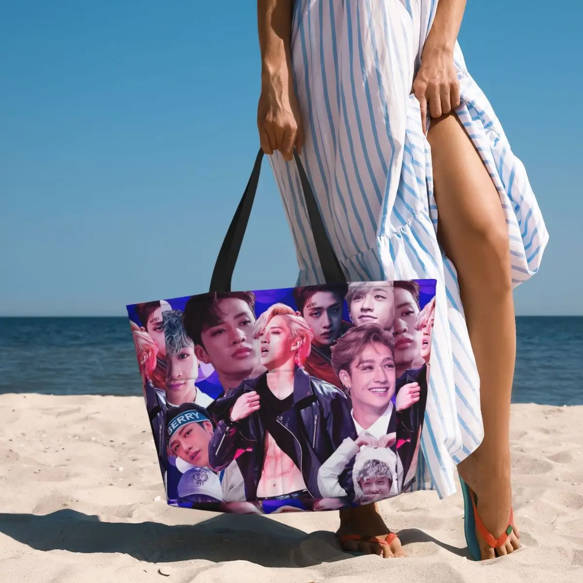 

Bang Chan Beach Tote Bag Sport Gym Yoga Duffle Large Tote Bag Women Travel Bag Fitness bag