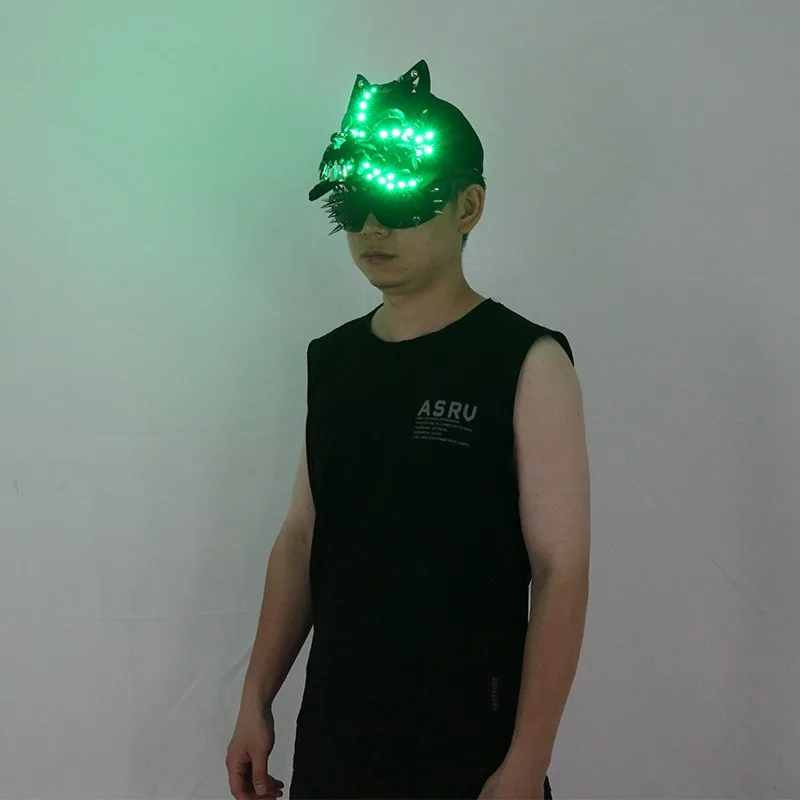 Kolorowa, świecąca czapka LED z motywem czaszki, fluorescencyjna czapka baseballowa, rekwizyt do klubu nocnego, baru, KTV, akcesorium imprezowe, przyciągająca wzrok ozdoba na głowę.