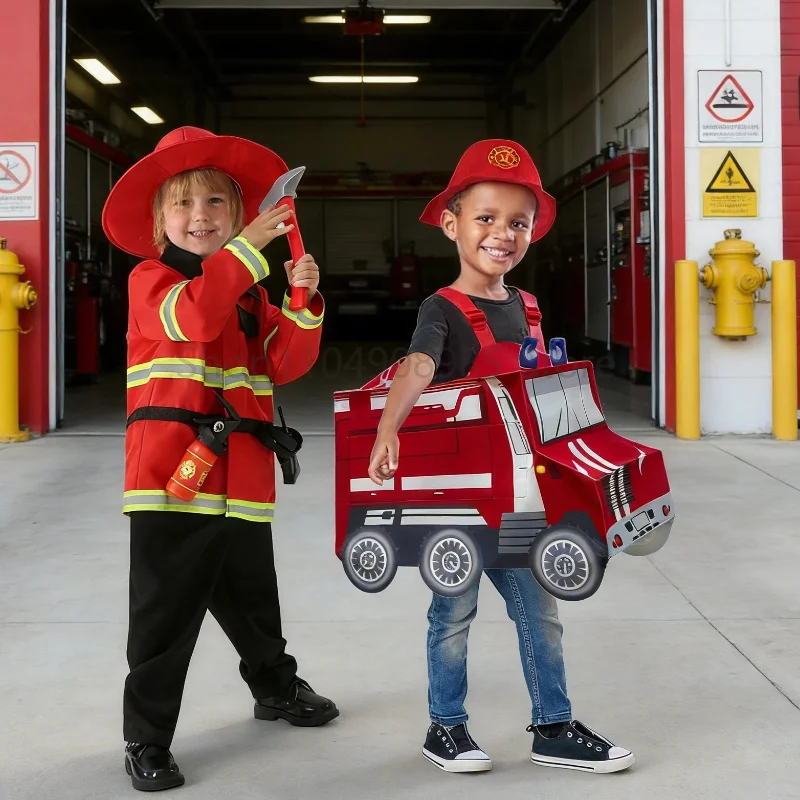 

enfant's Firefighter Costume Set with Tools Fire Truck Role Play Outfit For niño World Book Day School Stage Performance