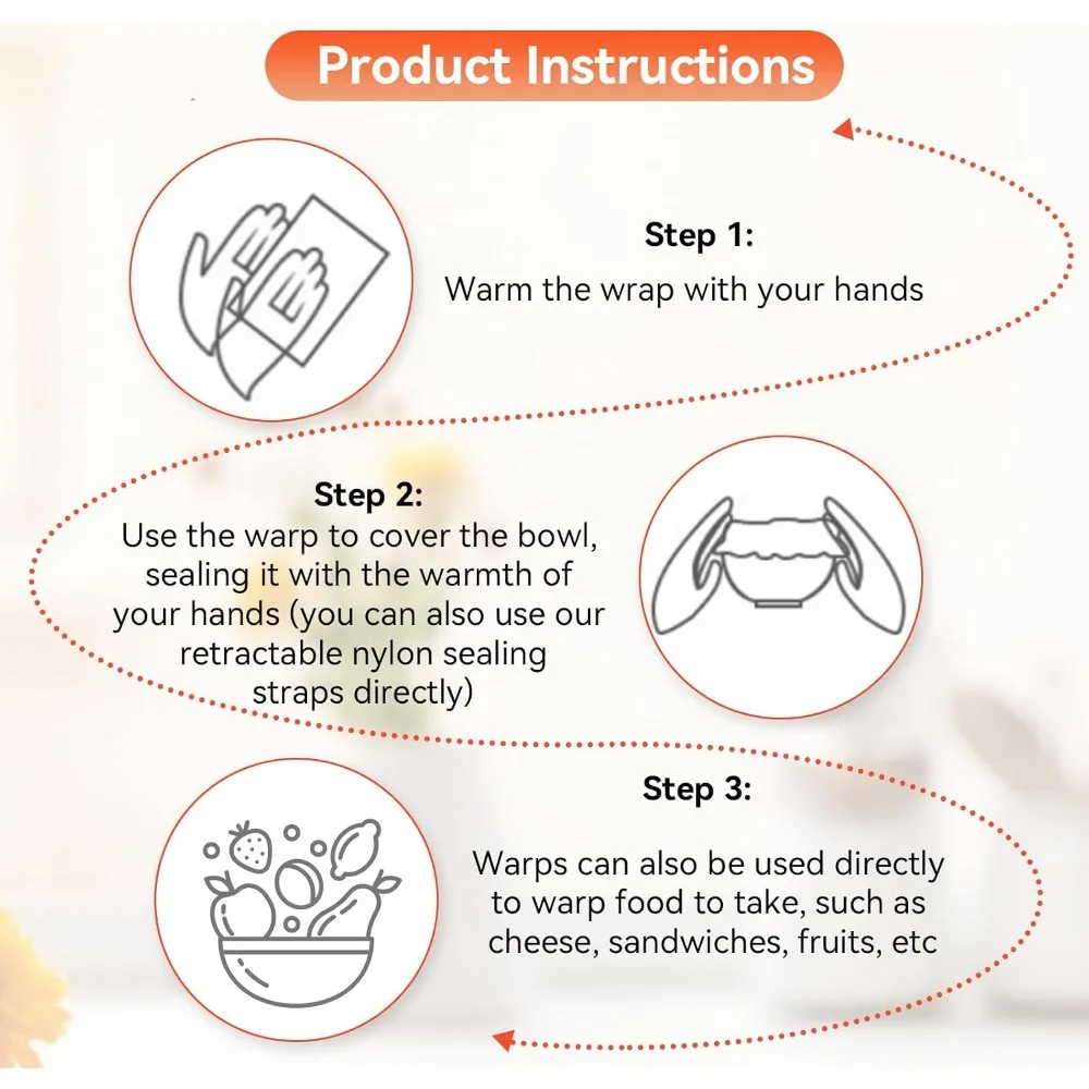 Reusable Beeswax Food Wraps with Elastic Bands, Sustainable Bowl Covers, Eco-Friendly Sandwich and Cheese Wraps, Assorted Sizes view 6