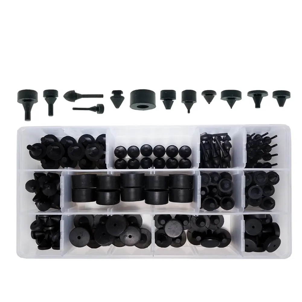 Rubber Clip on Bumper Sealing Kit with 160 and 195 Pieces for Automotive Applications Including Shock Absorber Use