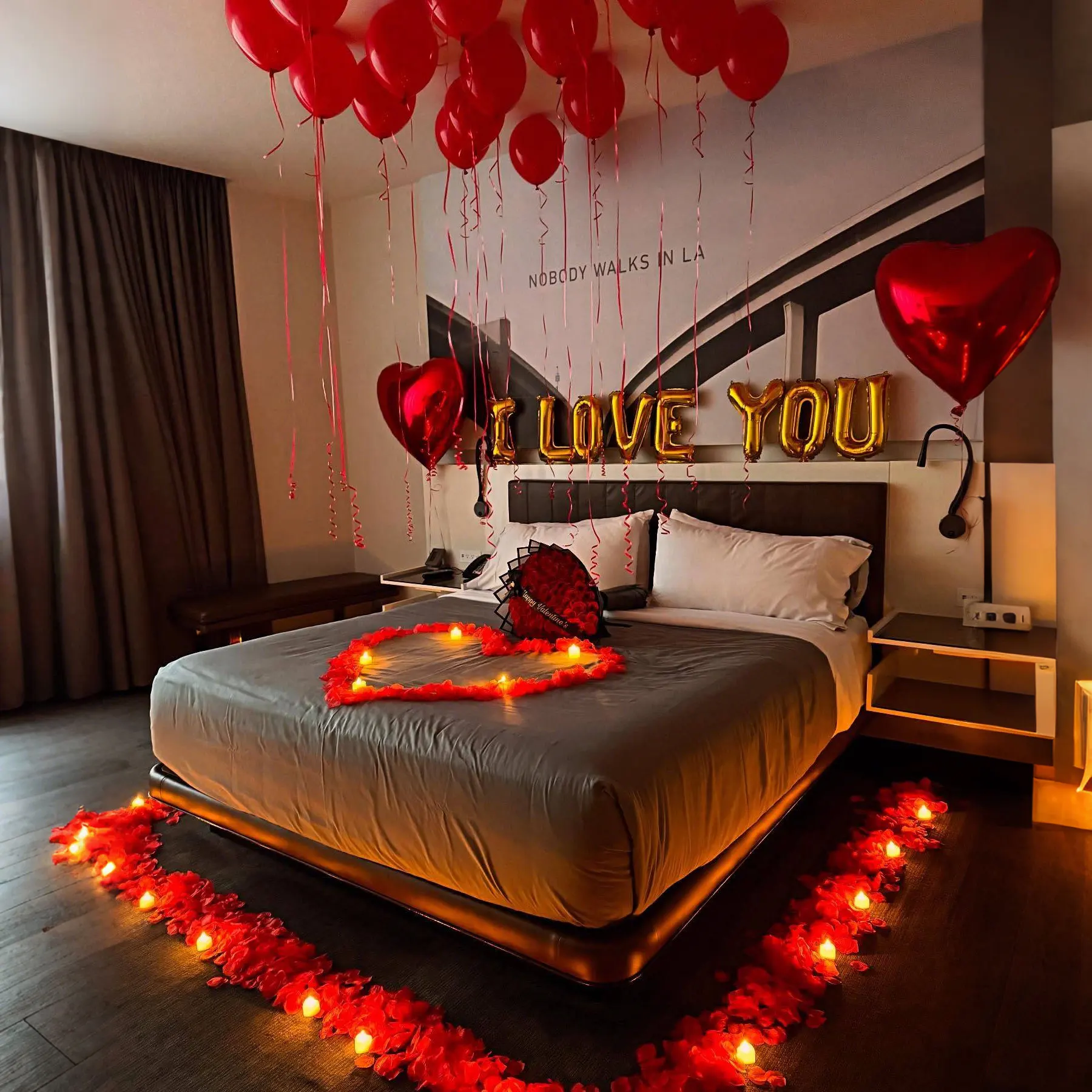 Goldenes „Ich Liebe Dich“-Ballon-Set mit Simulierten Blütenblättern, 32 Zoll Herzförmiger Ballon für Hochzeitsantrag, Geburtstagsdekoration – Detail 1