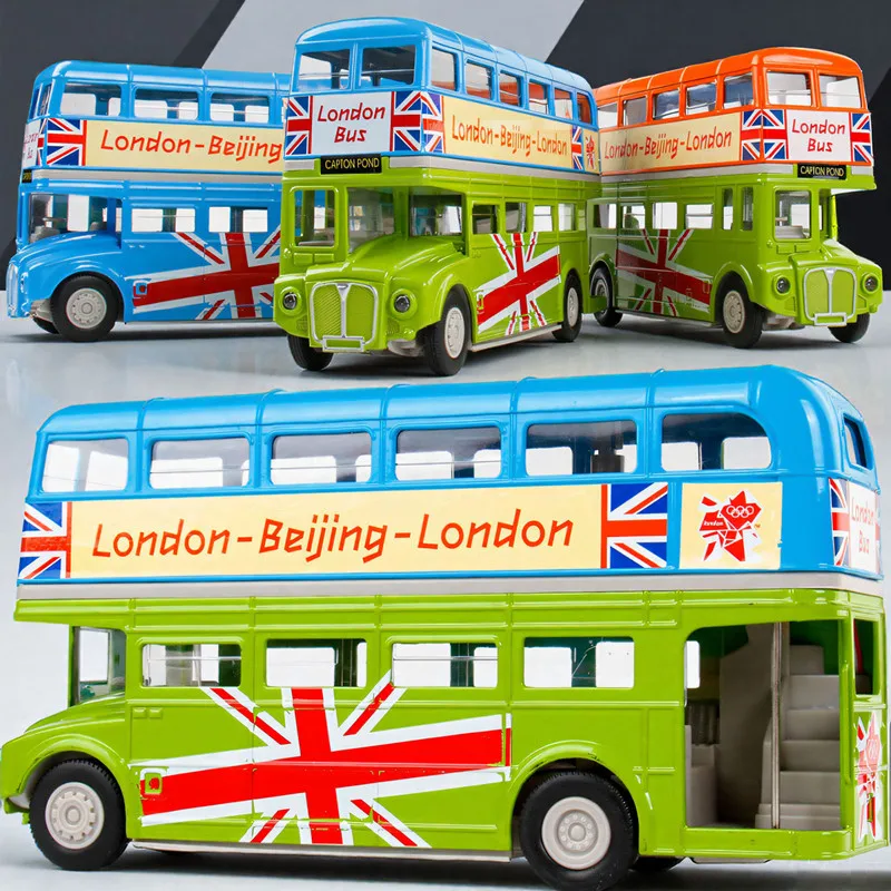

1:50 alloy double-layer London bus model,tourist sightseeing bus toy,simulated sound and light,wholesale