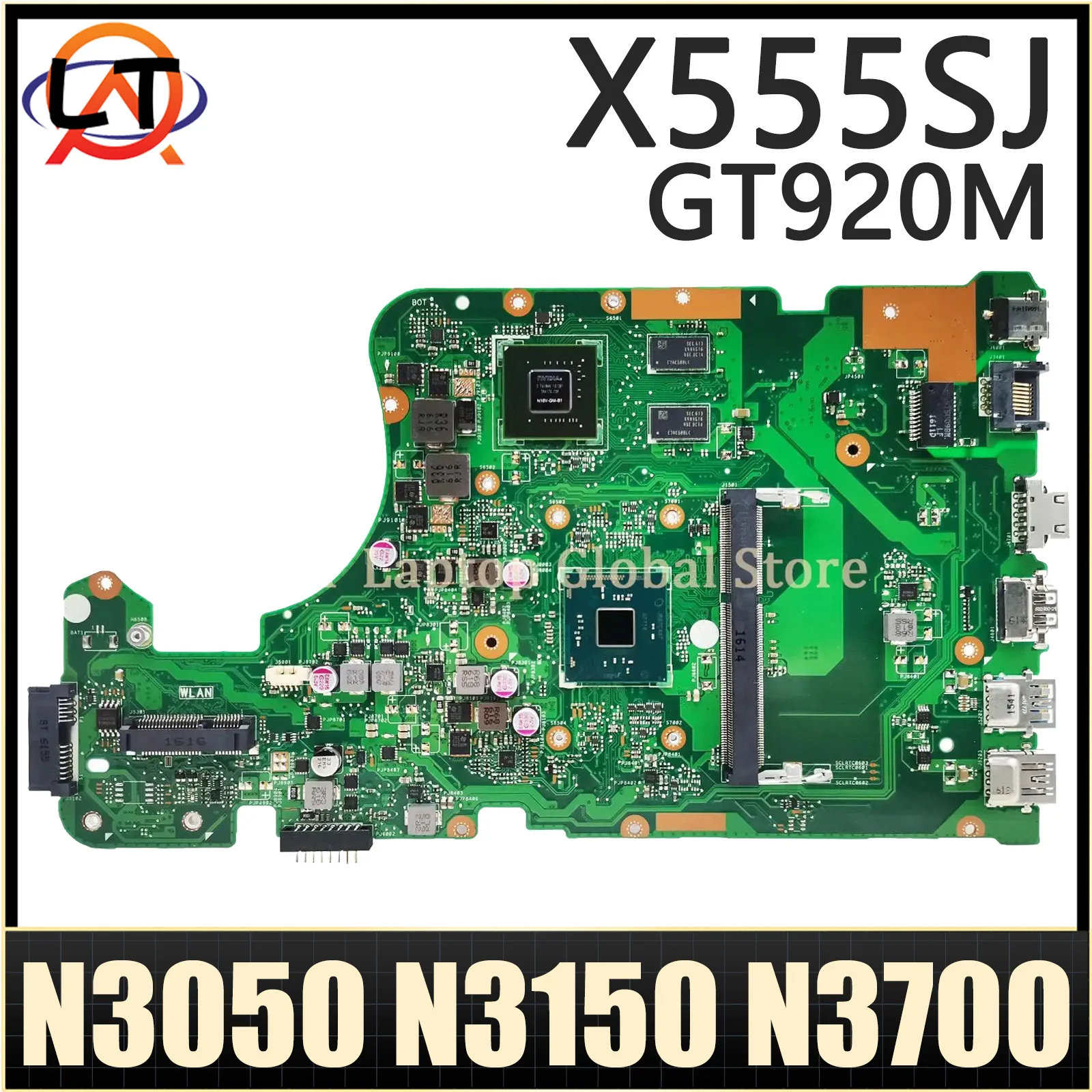 

X555SJ Notebook Mainboard with N3050 N3150 N3700 CPU GT920M For ASUS K555SJ K555S X555 A555S Laptop Motherboard Fully TEST OK