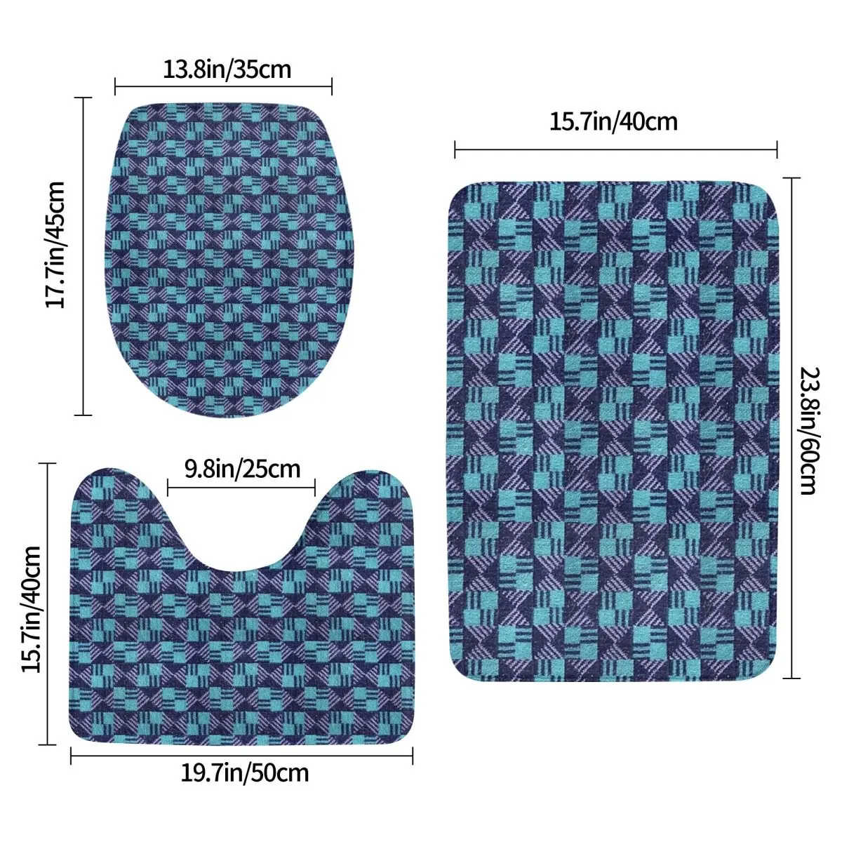 Waterloo And City Line London Underground Seat Cover Moquette 3 Pcs Bath Mat Bathroom Set Toilet Lid Cover Carpet Floor Rug