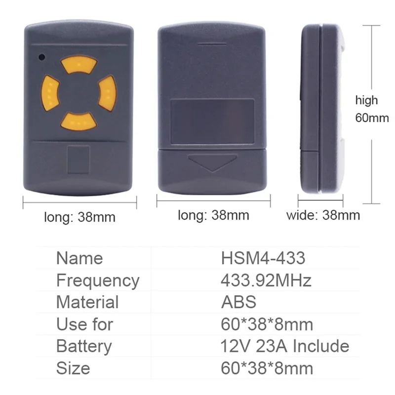 Télécommande à Code fixe 433.92Mhz pour systèmes de portes de Garage HORMANN HSM2-433 HSM4-433 HS1-433 HS4-433 HS4-433 HS2-433