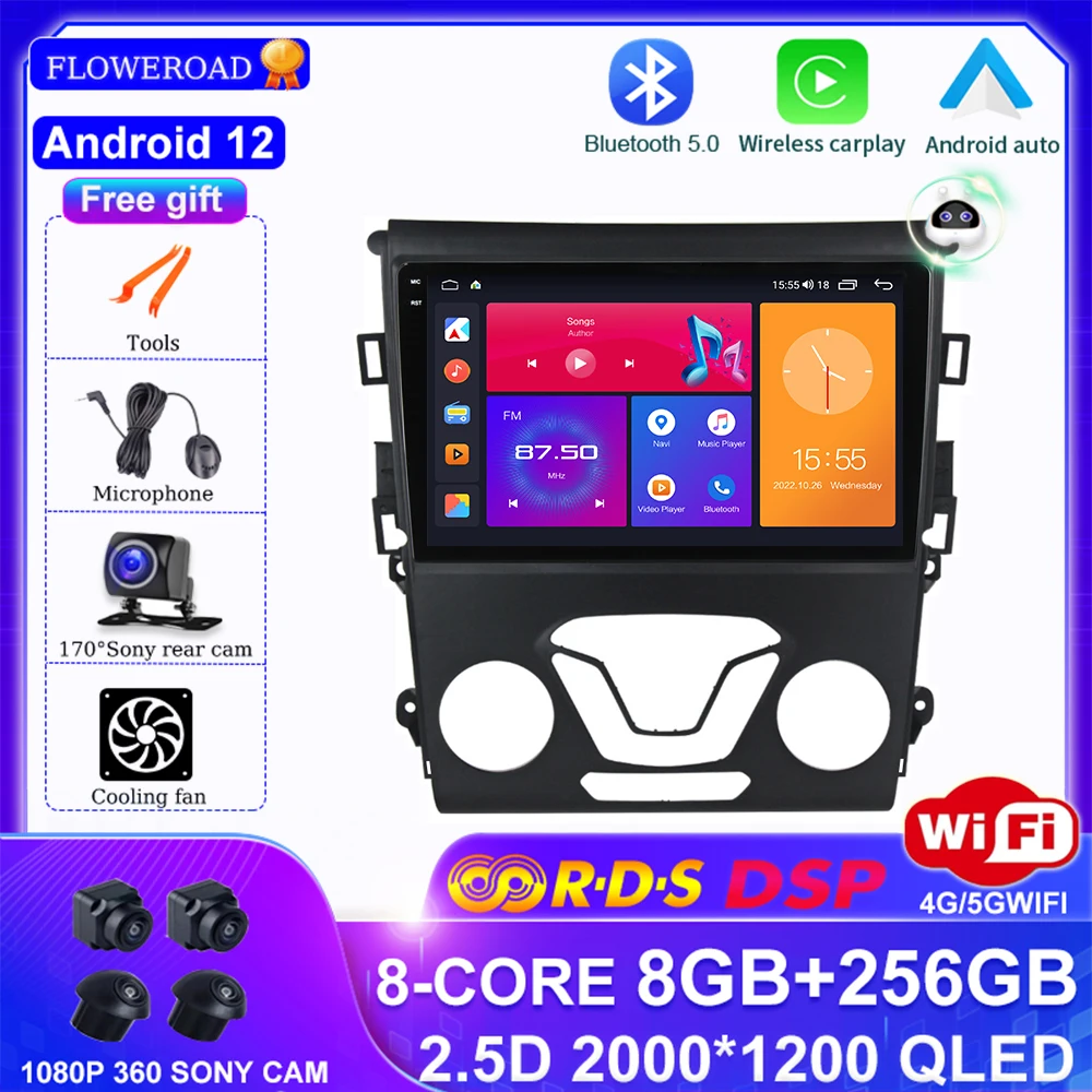 Android 13 For Ford Mondeo 5 2014 - 2019 Car Radio Multimedia Video Player Navigation GPS DSP BT Carplay Auto No 2 din 2 din dvd