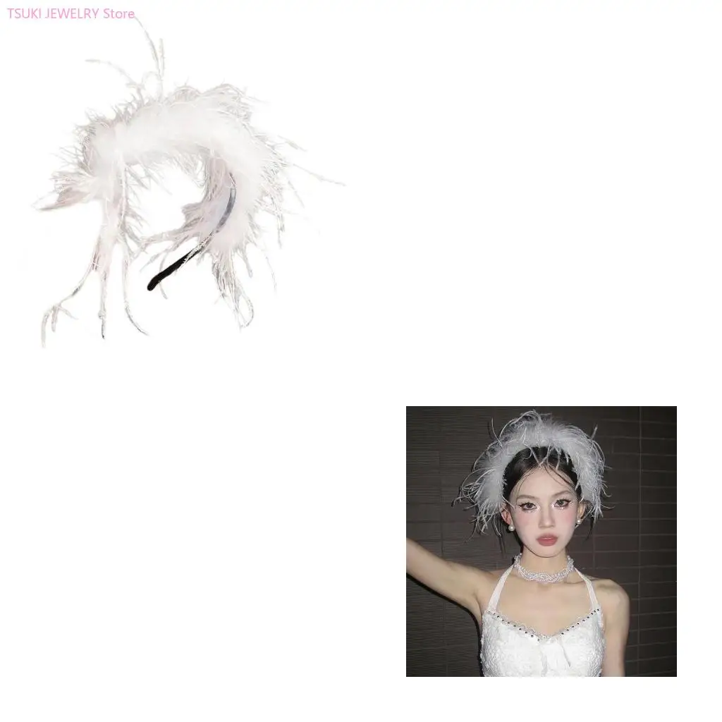 

62KE Luxurious Soft Hairpiece Headwear Adjustable Headband for Christmas Festival Performances Party