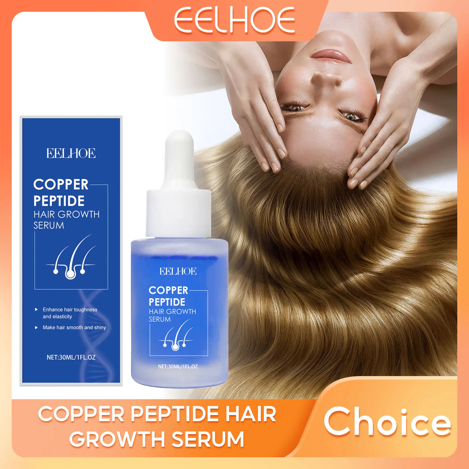 

EELHOE Blue Copper Peptide Hair Growth Serum Anti Hair Loss Treatment Care Strengthening Nutrient Solution Copper Peptides Serum