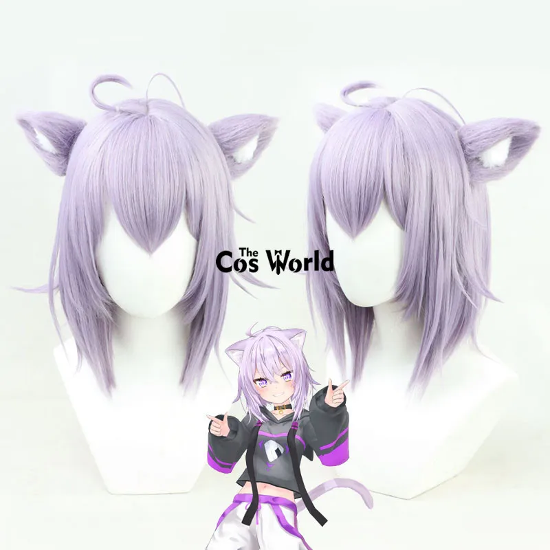 

Парик для косплея из аниме «Виртуальный YouTuber VTuber Hololive Nekomata Okayu», прямые волосы из термостойкого синтетического волокна с шапочкой