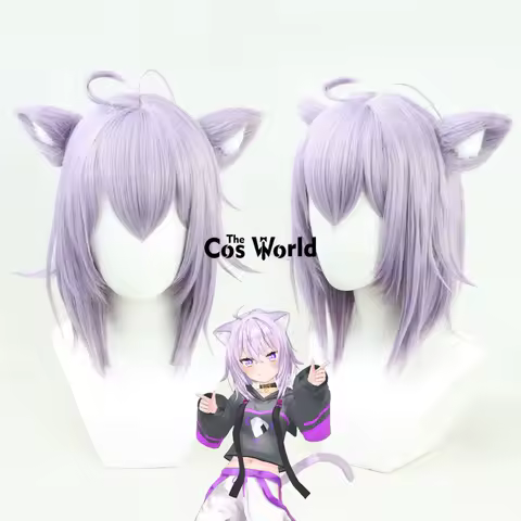 Virtual YouTuber VTuber Hololive Nekomata Okayu Straight Anime Cosplay Wigs Fiber Heat Resistant Synthetic Hair + Wig Cap
