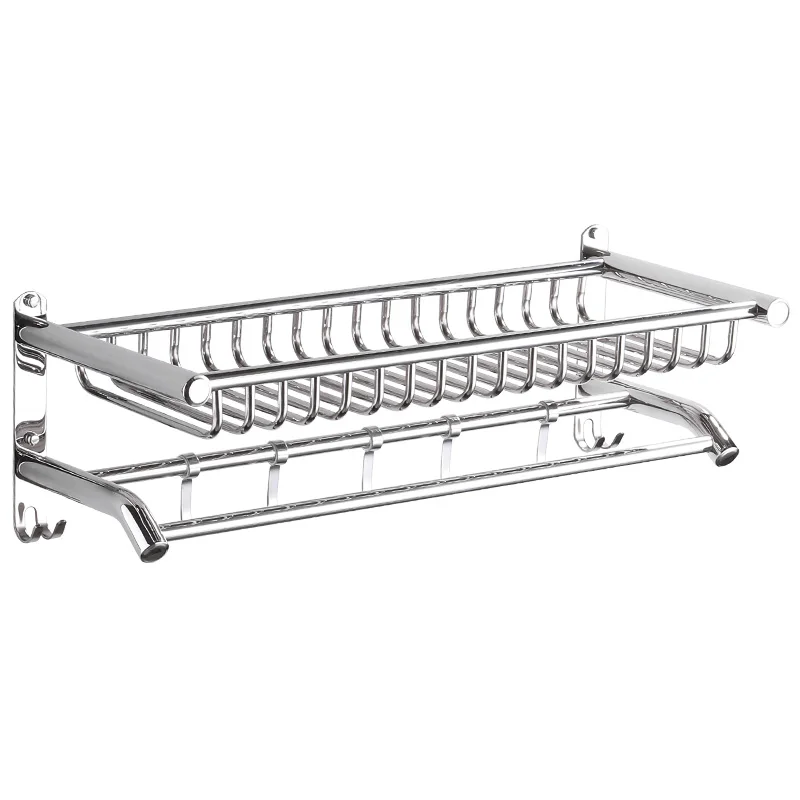 

Towel Rack 304 Stainless Steel 2-Layer Storage Rack Bathroom Clothes Rack Bath Drying Towel Bathroom Pendant