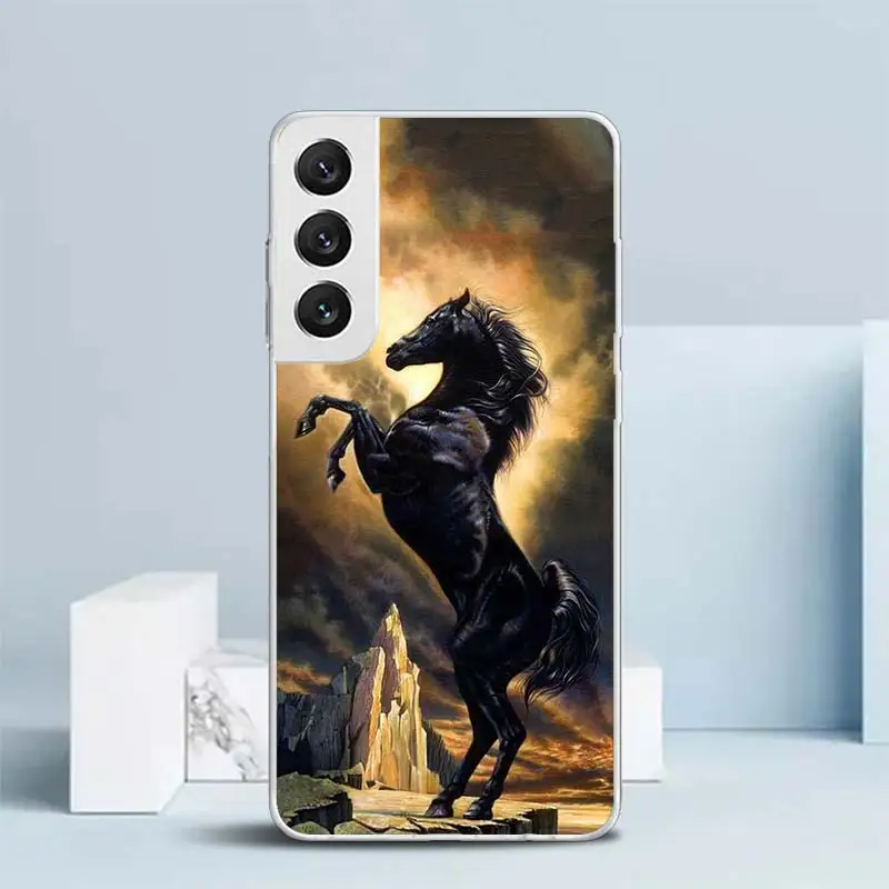 Horse Great Beauty Galloping Soft Cover for Samsung Galaxy S23 S22 S21 Ultra S20 FE S10 Plus Print Phone Case S10E S9 S8 + Patte