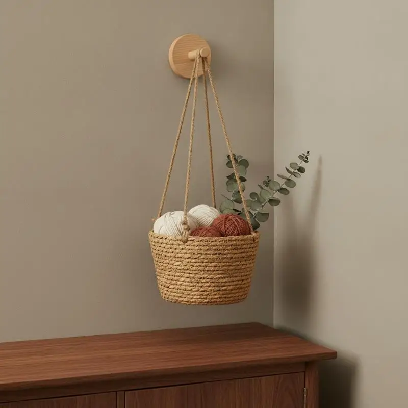 Jute Rope Woven Hanging Planters Natural Plant Hanger Baskets for Succulents Herbs Balcony Garden Home Decor