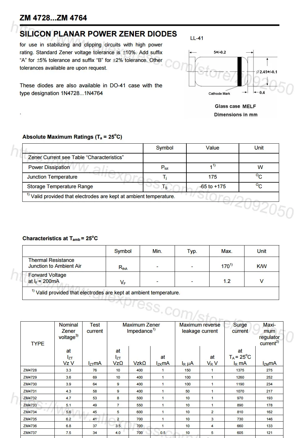 JASNPROSMA 1000 шт. 5000 шт. ZM4744 ZM4745 15 В 16 В LL41 1 Вт ZM4744A ZM4745A 4744 4745 стабилитрон 1N4744 1N4745 IN4744 IN4745