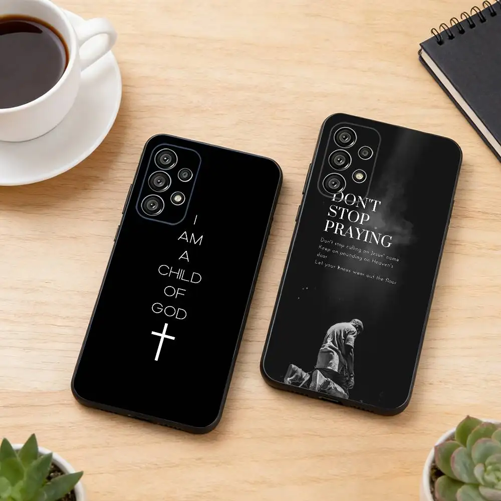 Bible Verse Christian Q-Quote Phone Case For Samsung S25,S24,S21,S22,S23,S30,Ultra,S20,Plus,Fe,Lite,Note,10,Black Cover