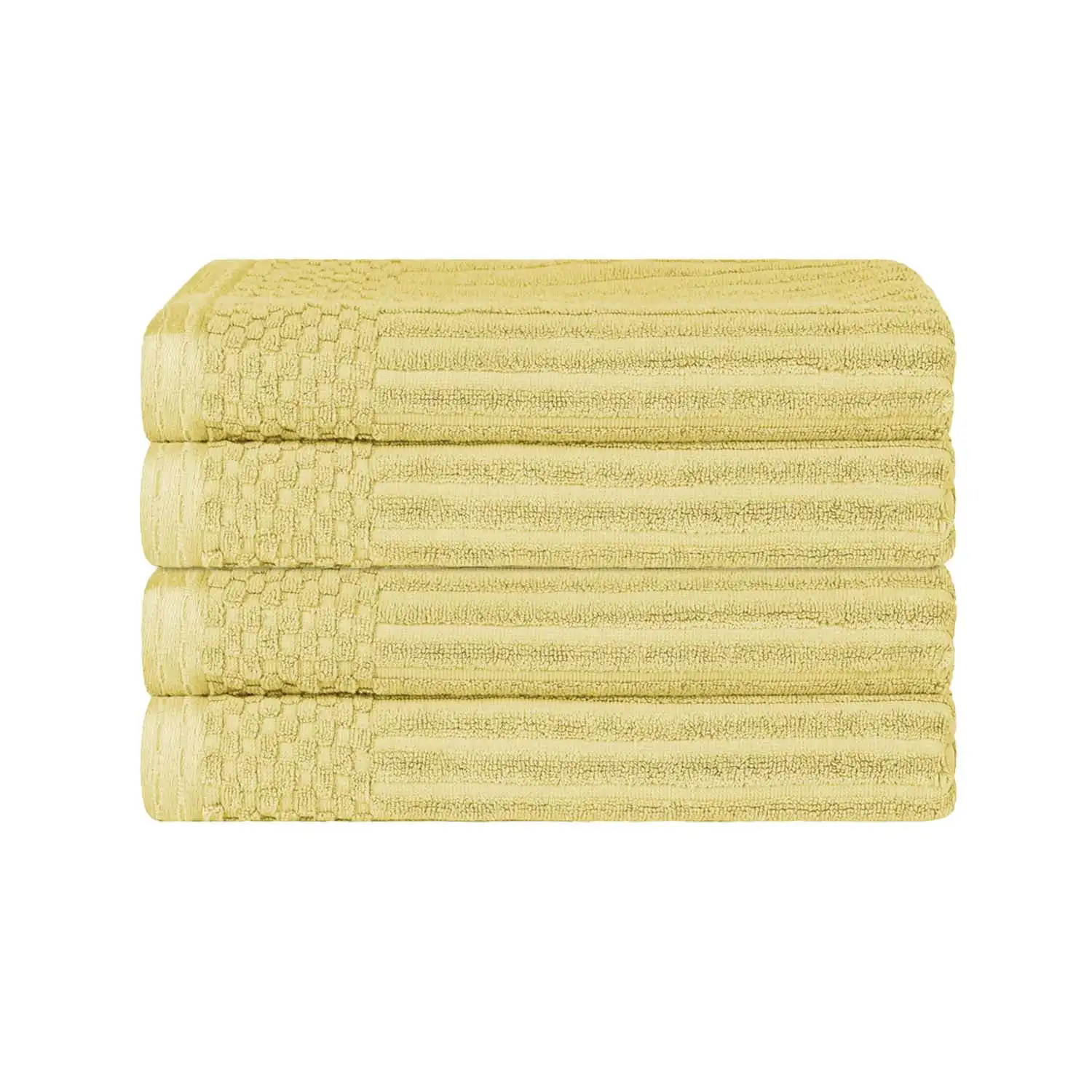 

Ribbed Cotton Ultra-Absorbent 4-Piece Golden Mist Bath Towel Set