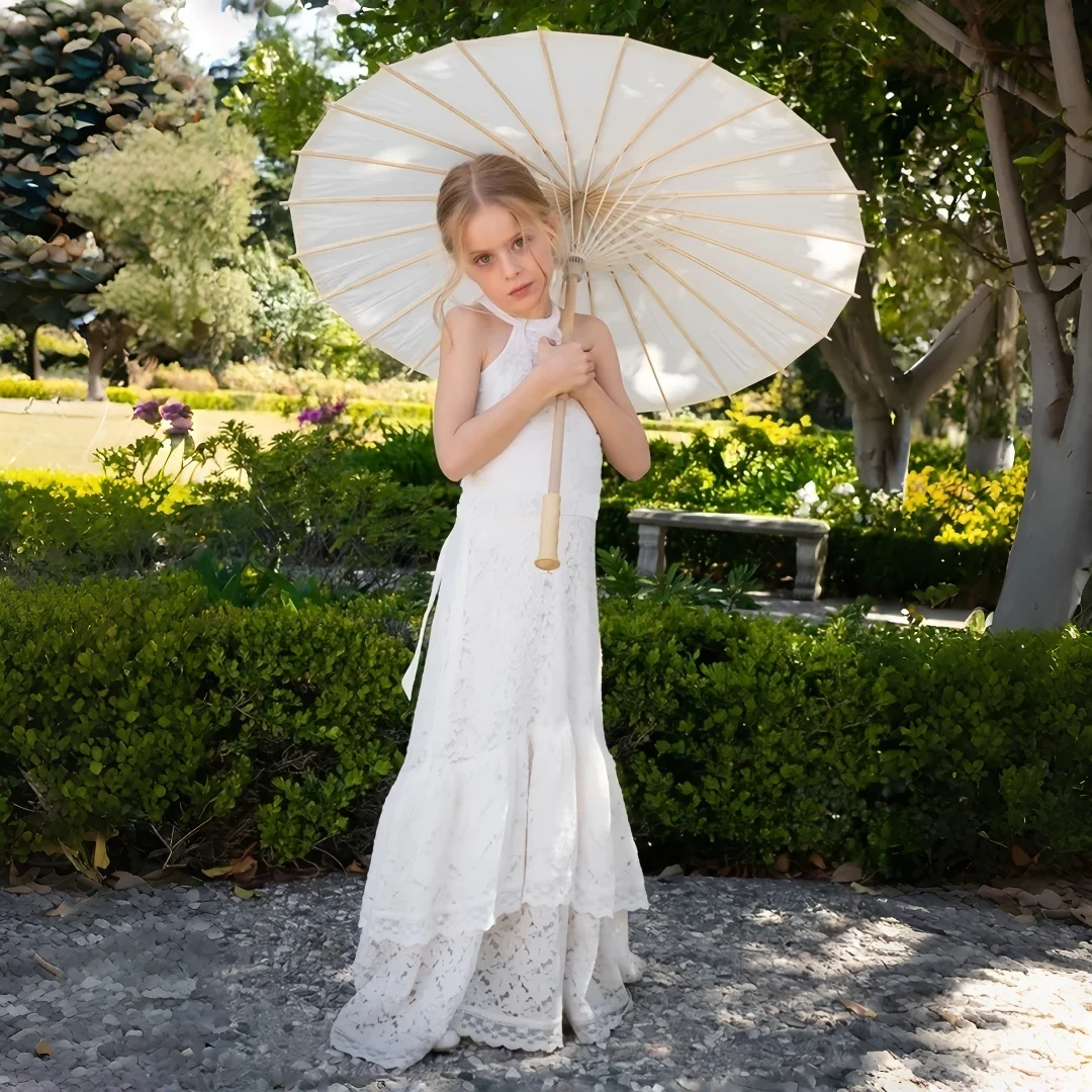 

Custom-Made Girls' Wedding Attire Lace Open-Back Flower Girl Dress Women's Wedding Party Attire Dress свадебное платье