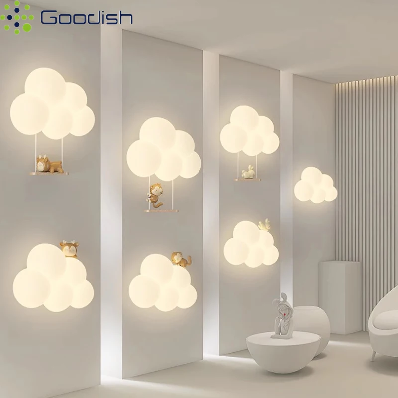 

Modern Cute Cartoon LED Wall Lamps Art Creative Animals Balloons Lights for Chidren's Bedroom Living Room Home Decor Chandeliers