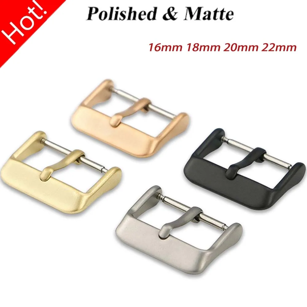 NEUE 16mm 18mm 20mm 22mm 24mm Edelstahl Uhr Schnalle Matt Poliert Pin Verschluss Schwarz Gold silber Rosegold Schnalle Zubehör
