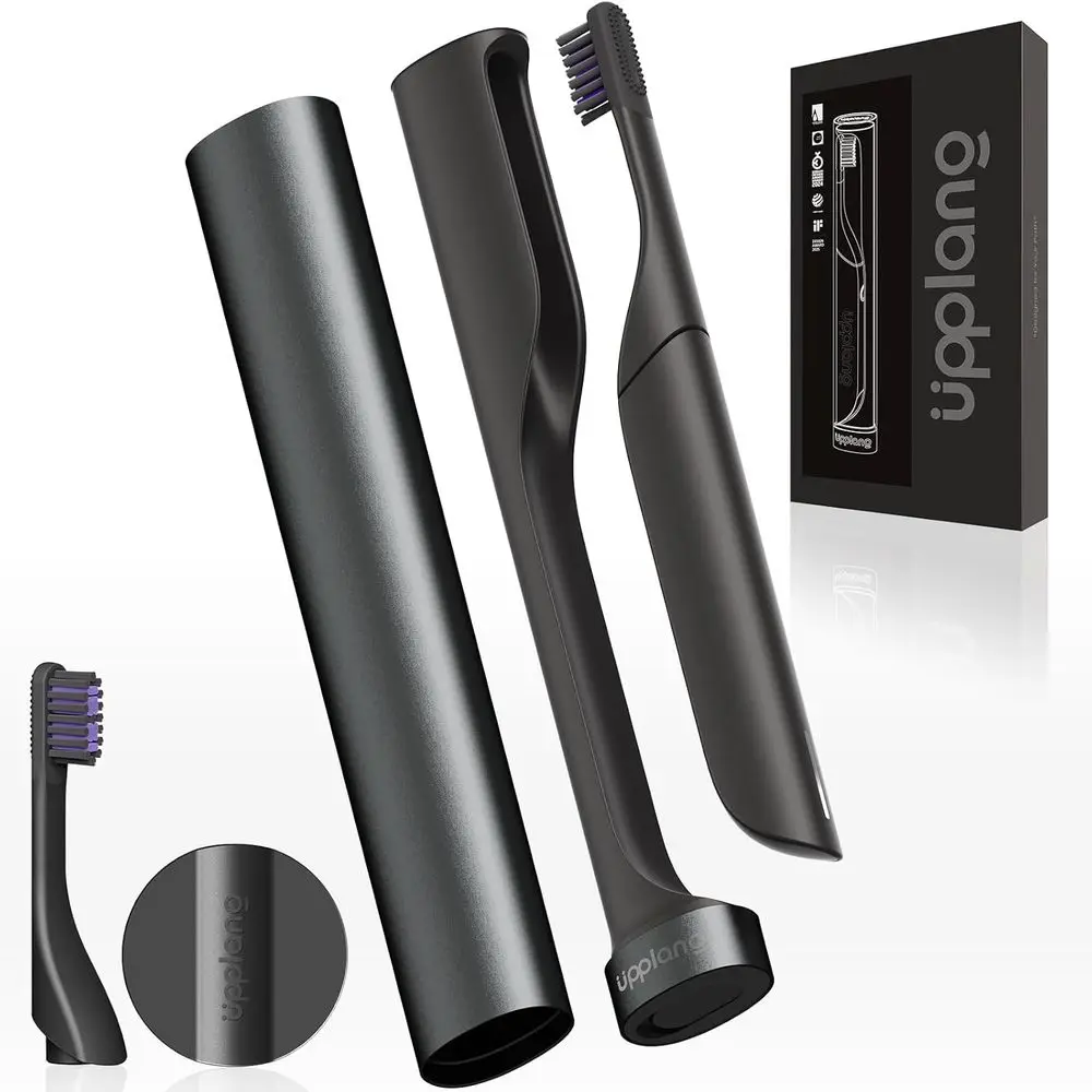 

Портативная перезаряжаемая дорожная зубная щетка с USB-C, мягкими щетинками, водонепроницаемая, с умным таймером, компактная для ежедневного использования - серая