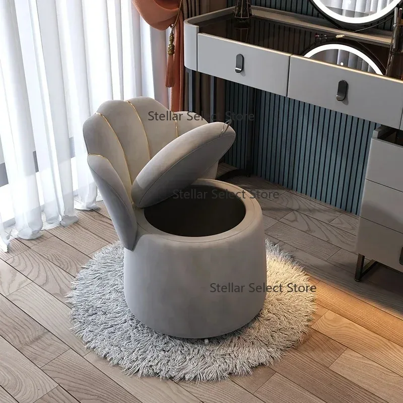 Contemporary Storage Ottoman with Mobile Pulley for Bedroom Hallway Modern Makeup Chair with Backrest and Shoe Bench for Bedroom