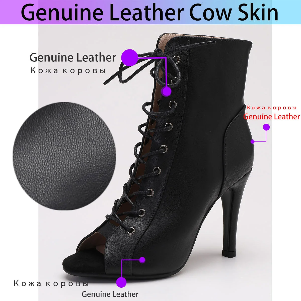 Genuine Leather 2023 New Sexy Women Black High Heels Party  Stilettos Jazz Dance Ladies Shoes Latin Dancing Street Sexy Stiletto