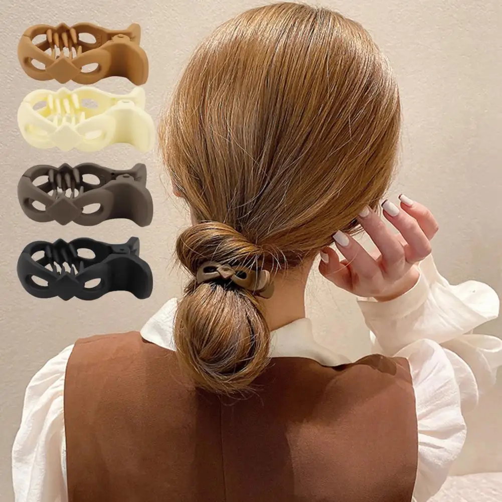 Women Hair Claw Non-slip Crossing Teeth Smooth Surface Hair Clamp Solid Color Matte Bowknot Ponytail Hair Barrette