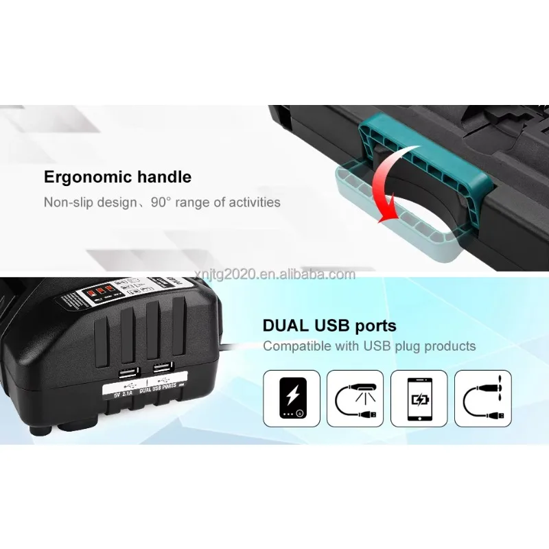 

Hot SalesDewats 4-Port DCB104 Power Tool Battery Charger 20V DCB200B DCB206 Li-ion 3A Fast Charger 30W Qi ABS for 20V Lithium Ba